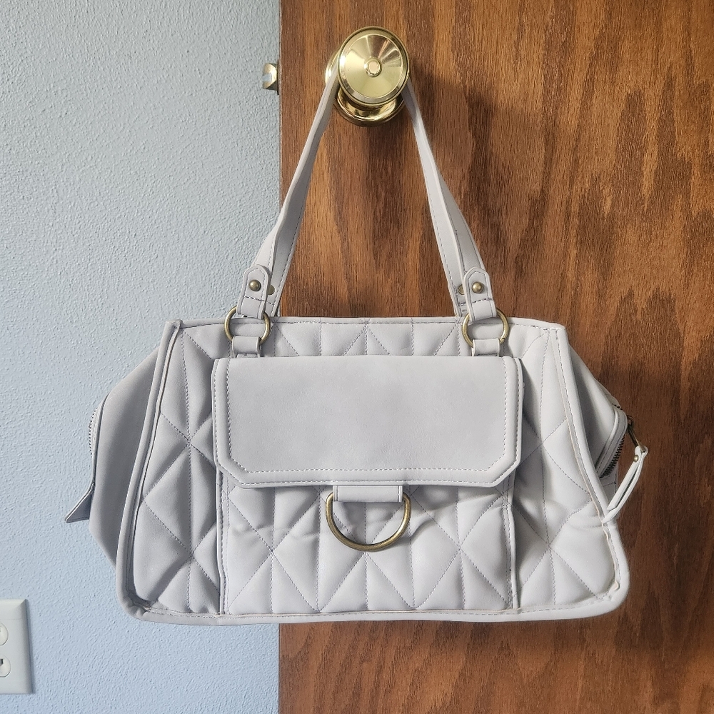 Maurices Gray Structured Quilted Satchel